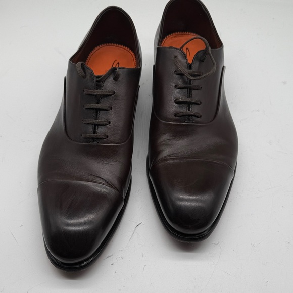 Santoni Dark Brown Leather Oxfords - Picture 3 of 6